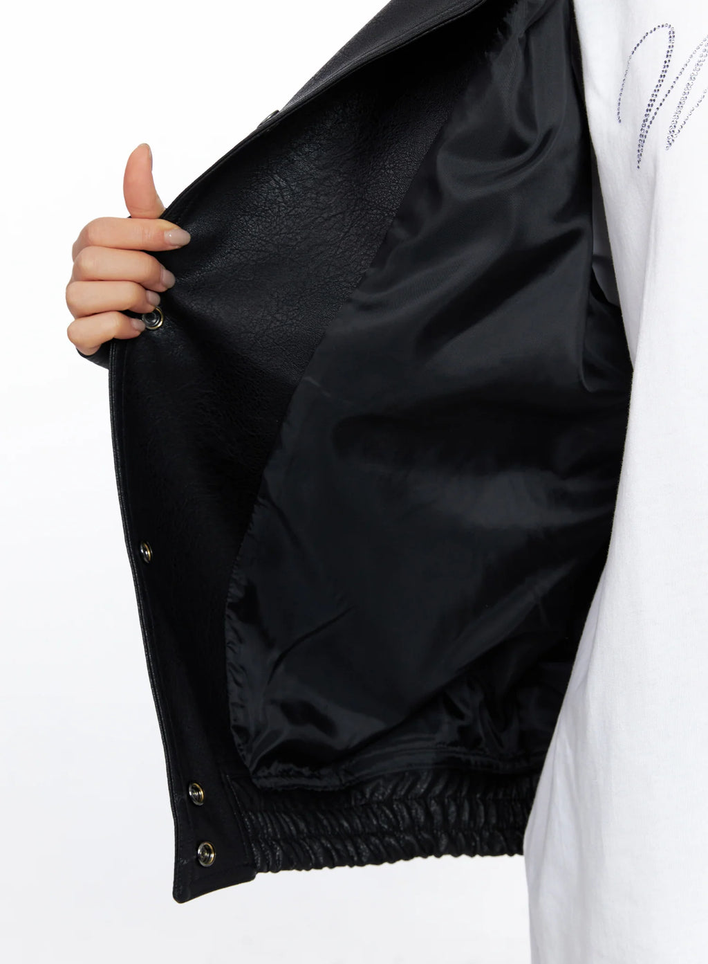 Oversized Faux Leather Baseball Jacket CO515