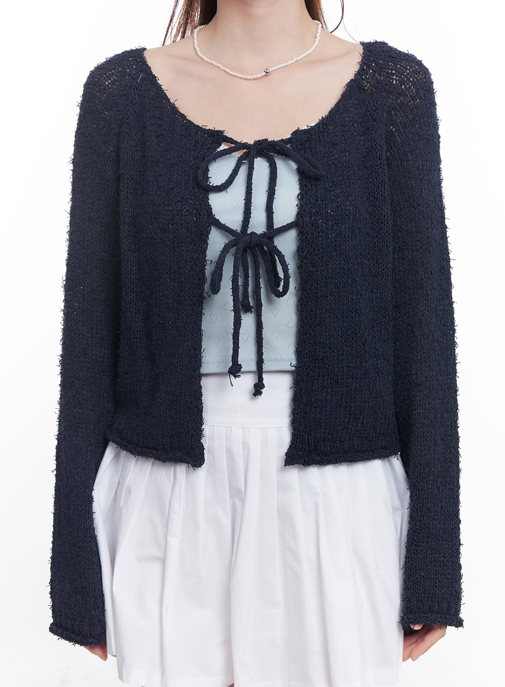 Ribbon-Tie Loose-Fit Cardigan CY519