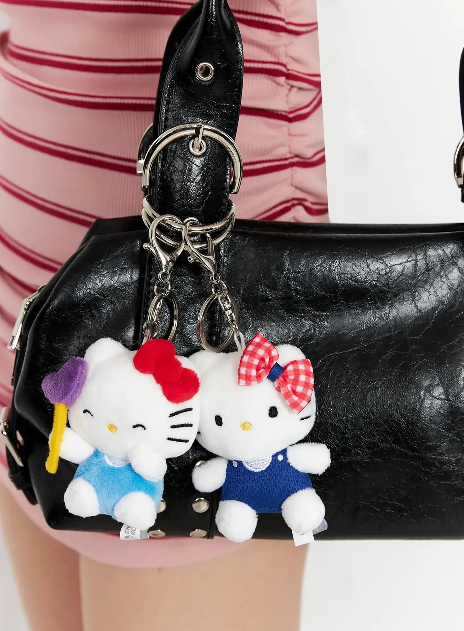 Gingham Bow Kitty Keychain IL531