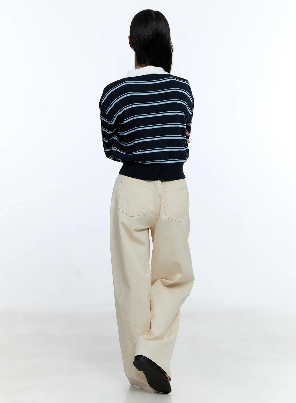 Striped Collared Long Sleeve Top CG513