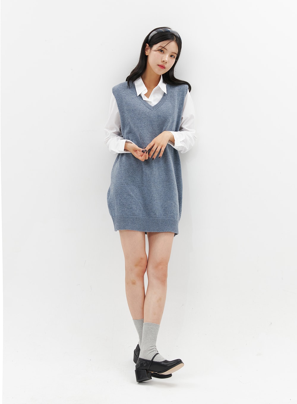 V-Neck Sleeveless Sweater Dress OO312