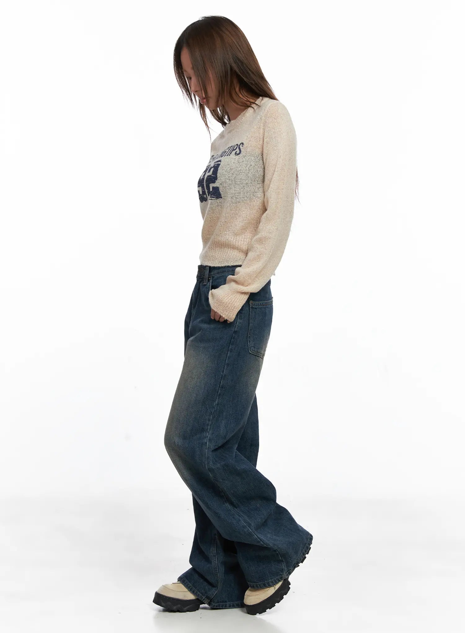 Jaden Back Seam Washed Baggy Jeans CO510