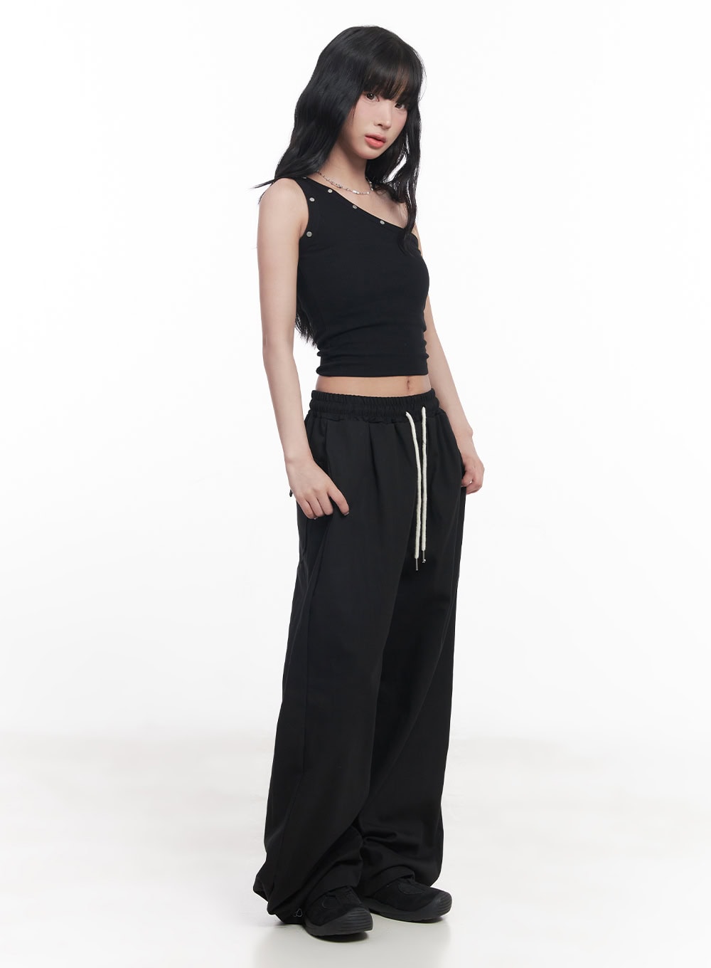 Cotton Buttoned Wide-Leg Pants CY527