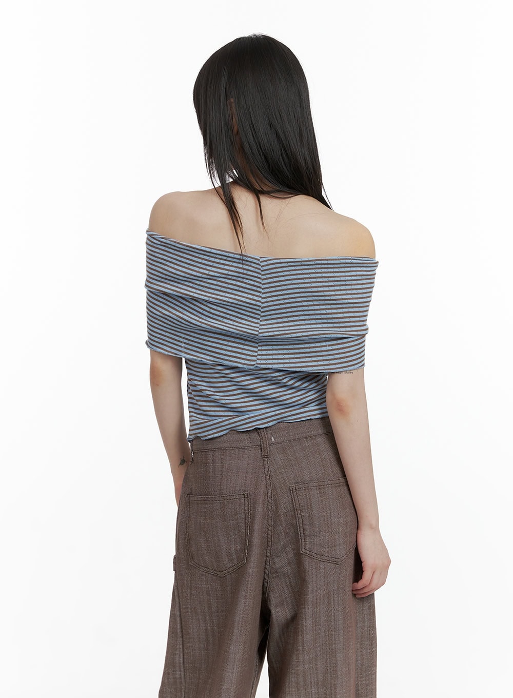 Stripe Off-Shoulder Tee CY428