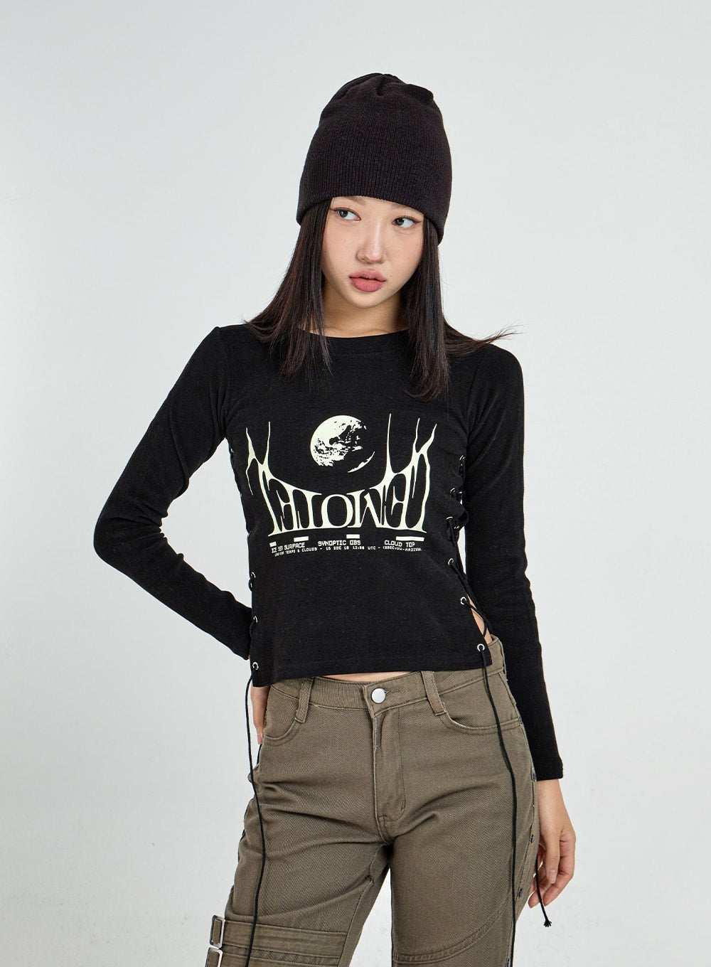 Lettering Print Side Cross Tie Top CO18