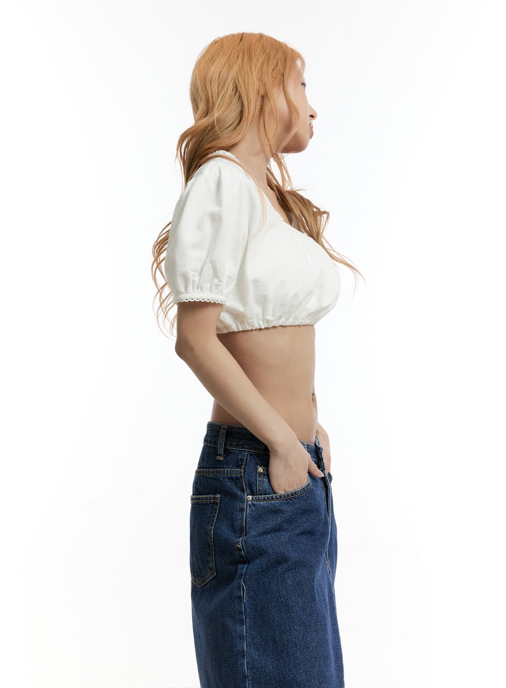Puff Square Ruffle Crop Top CY501