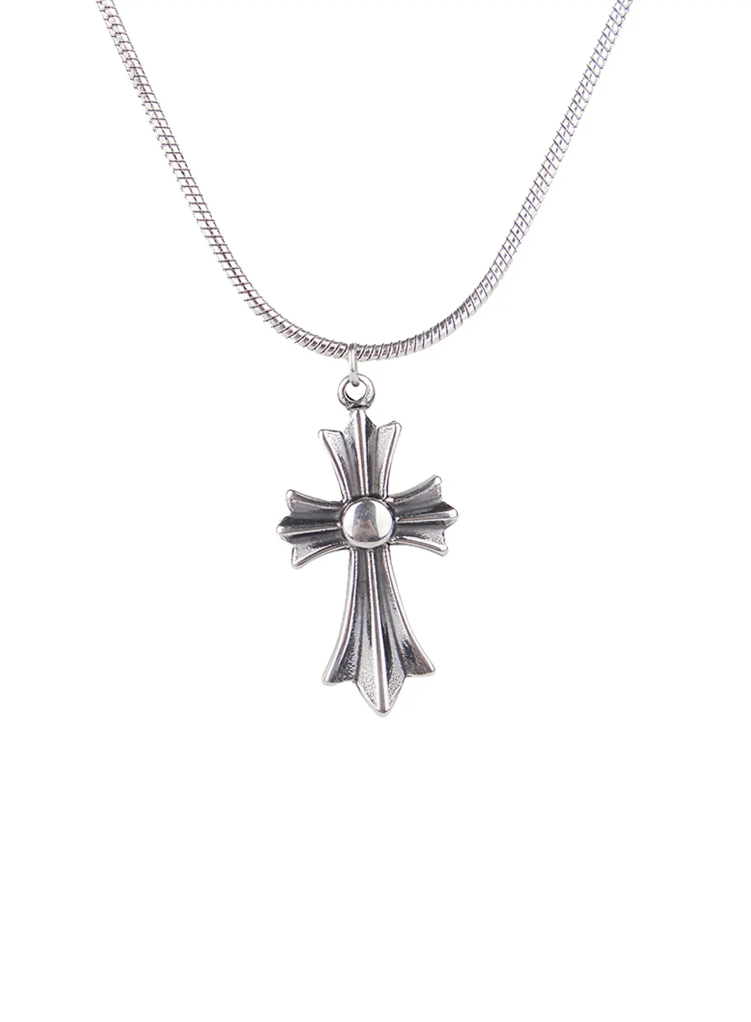 Gothic Silver Cross Chain Necklace CS511
