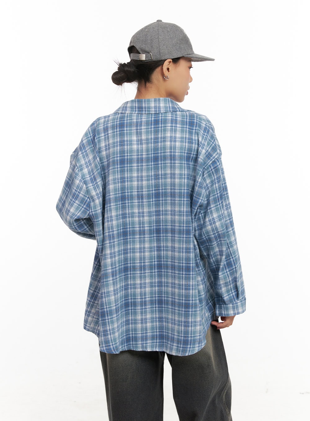 Checkered Collared Button-Up Blouse CD410