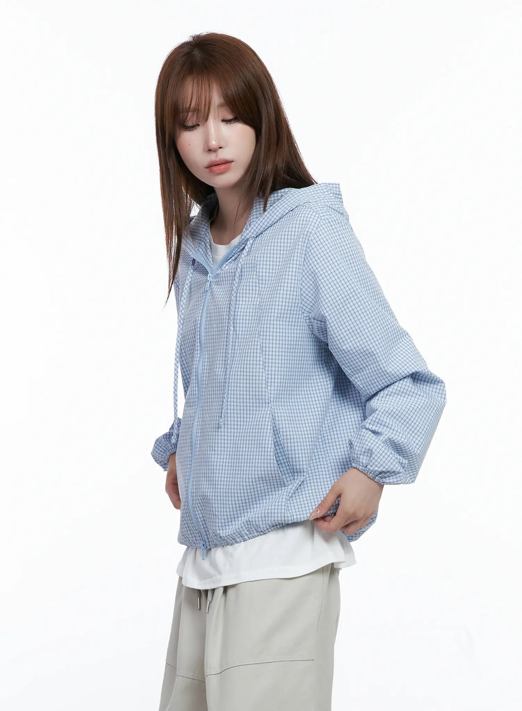 Gingham Lightweight Windbreaker Jacket CG529