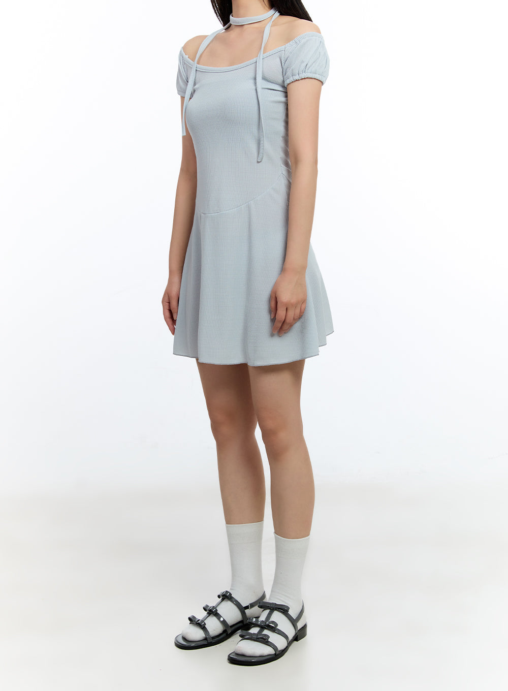 Flare Mini Dress with Scarf Set IU503