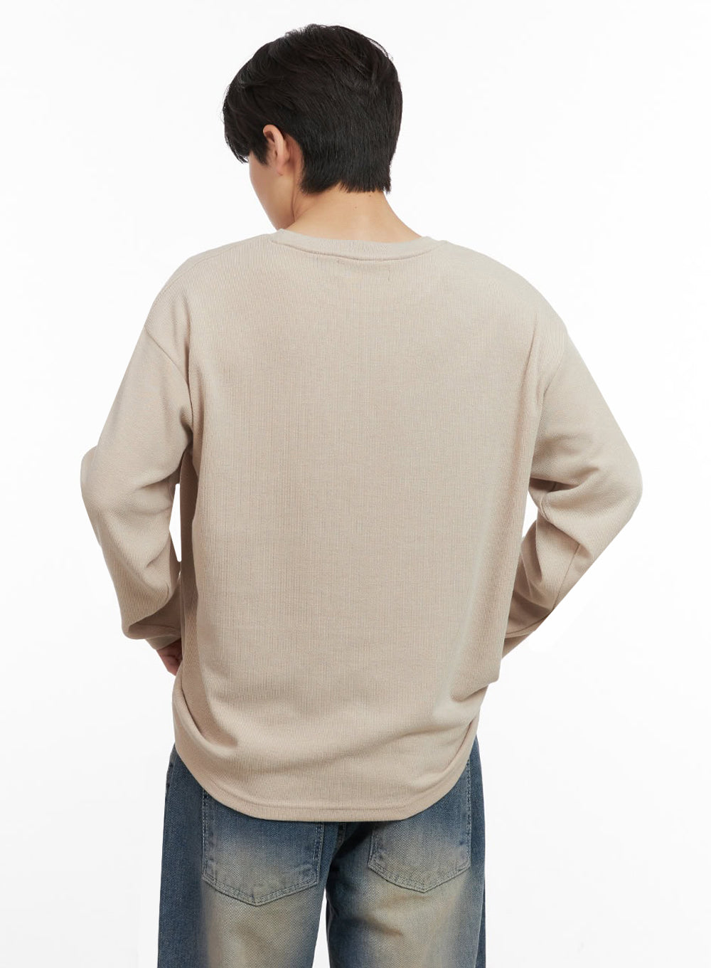 Men's Essential Round Neck Long Sleeve Tee IJ517