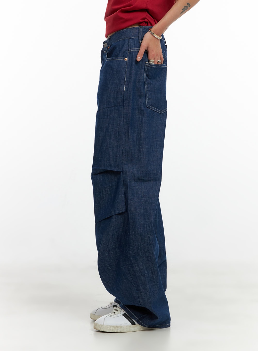 Pintuck Wide Baggy Jeans CL404