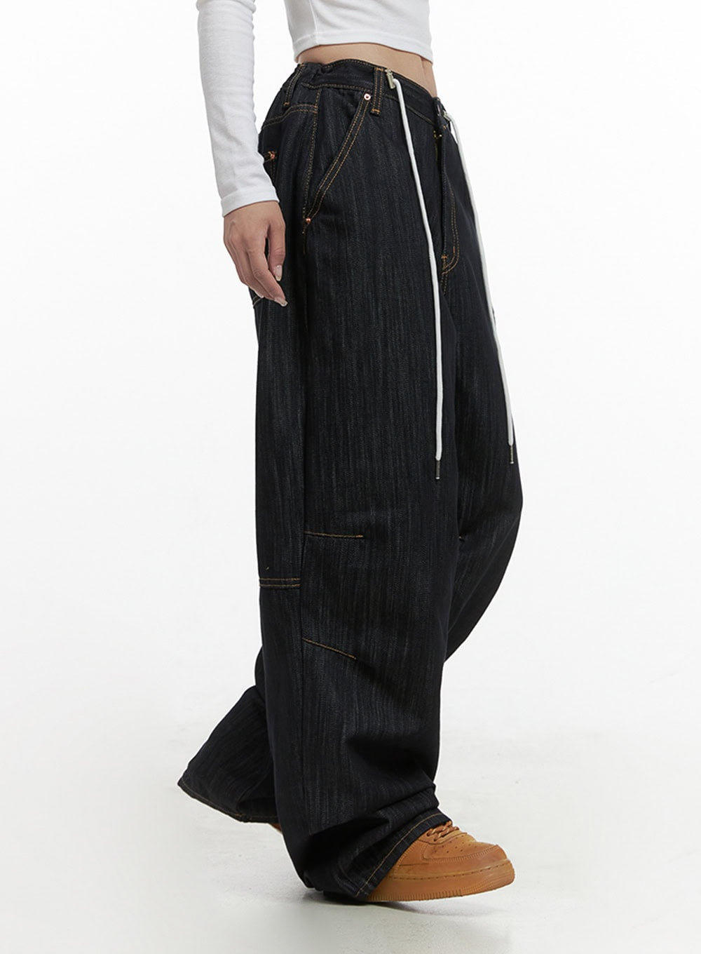 Nixie Casual String-Tie Waist Baggy Jeans CS430