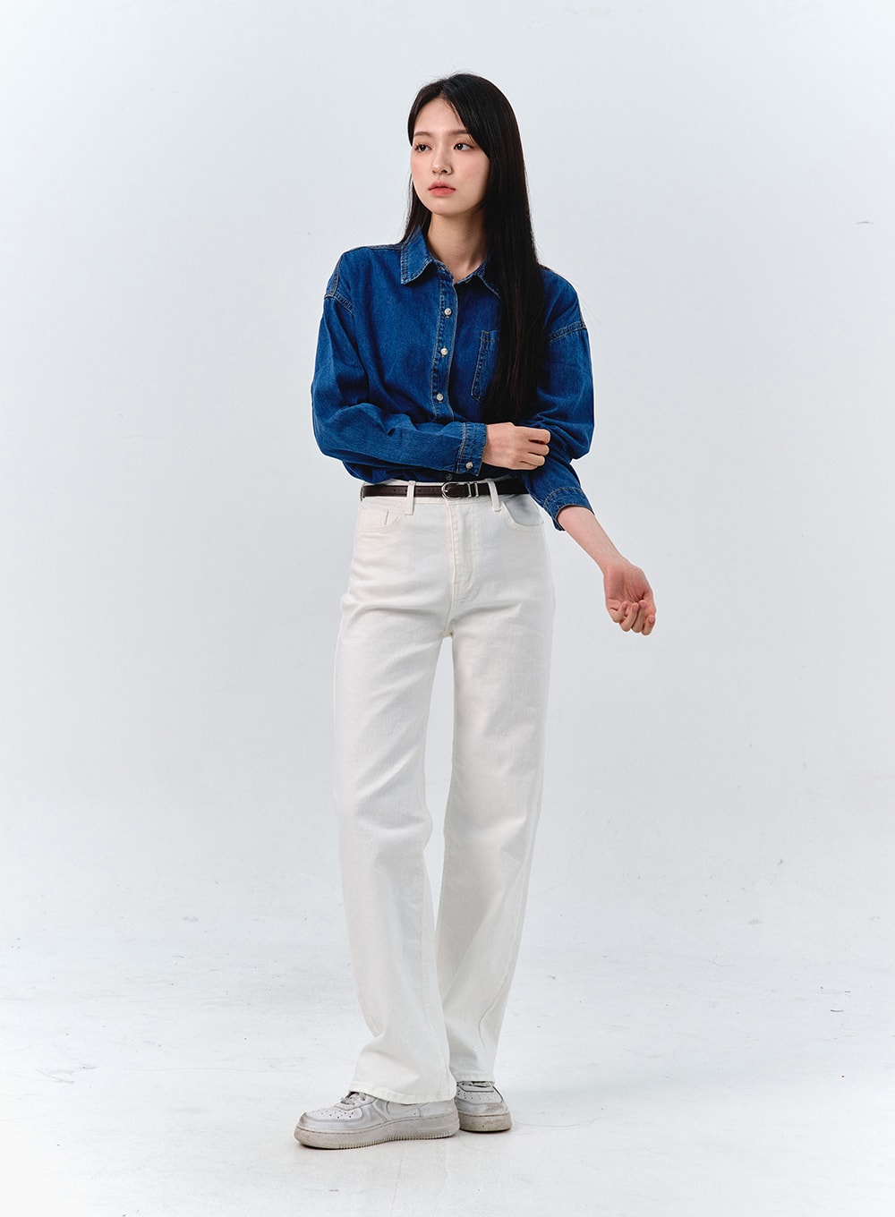 Washed Long Sleeve Denim Shirt OO316