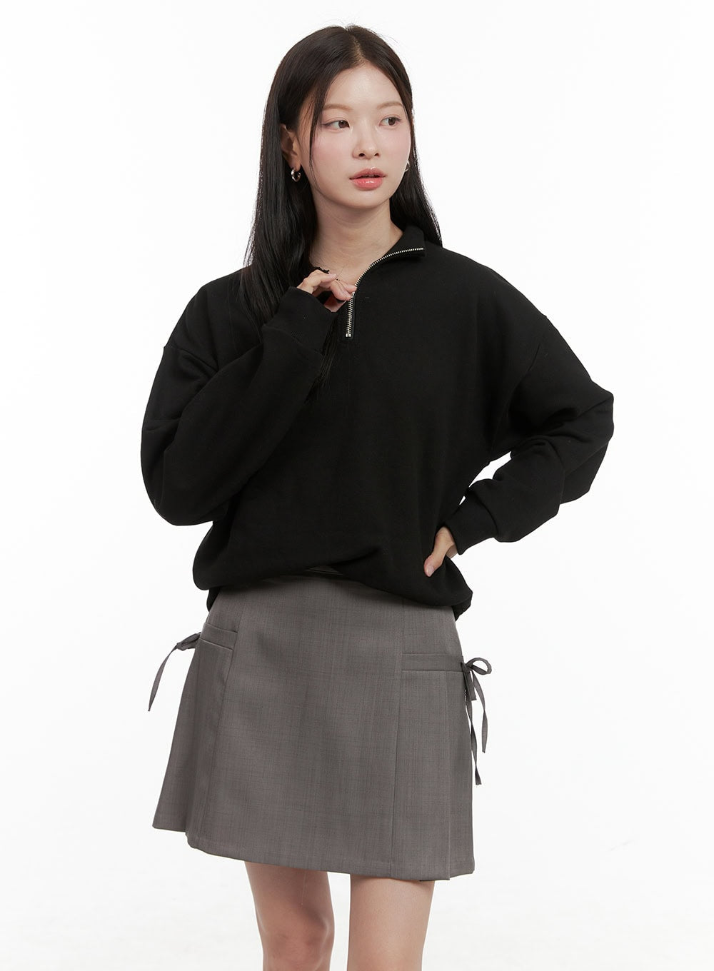 Half Zip-Up Solid Sweatshirt OG416