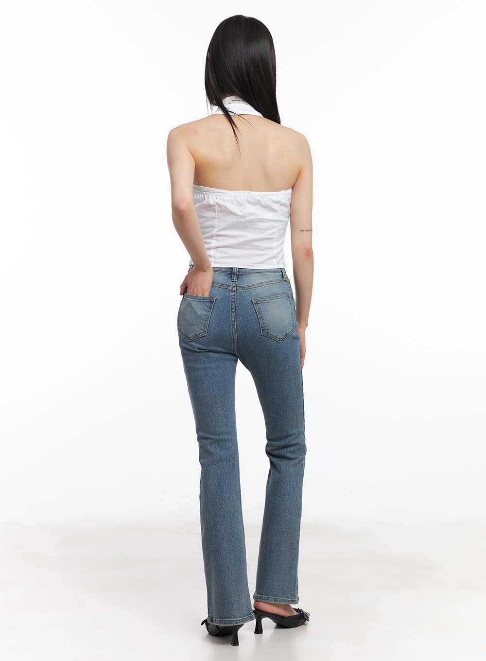 Cassy Slim Washed Flared Jeans CY512