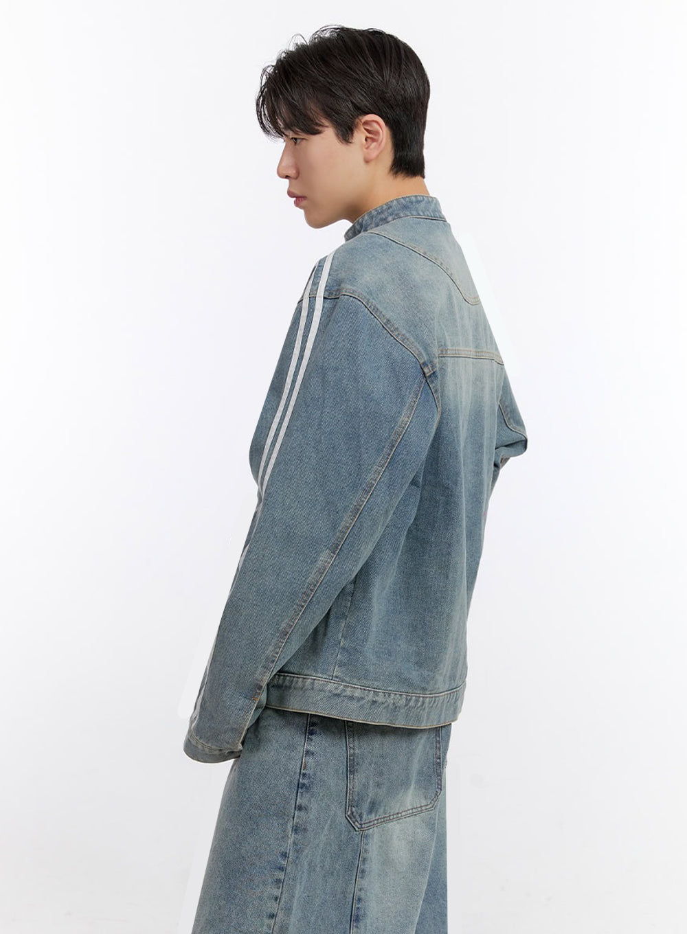 Men's Denim Zip-Up Track Jacket IF528