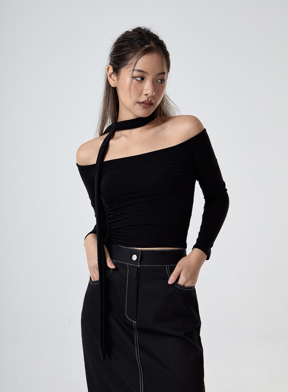 Muffler Off Shoulder Top Set CG24