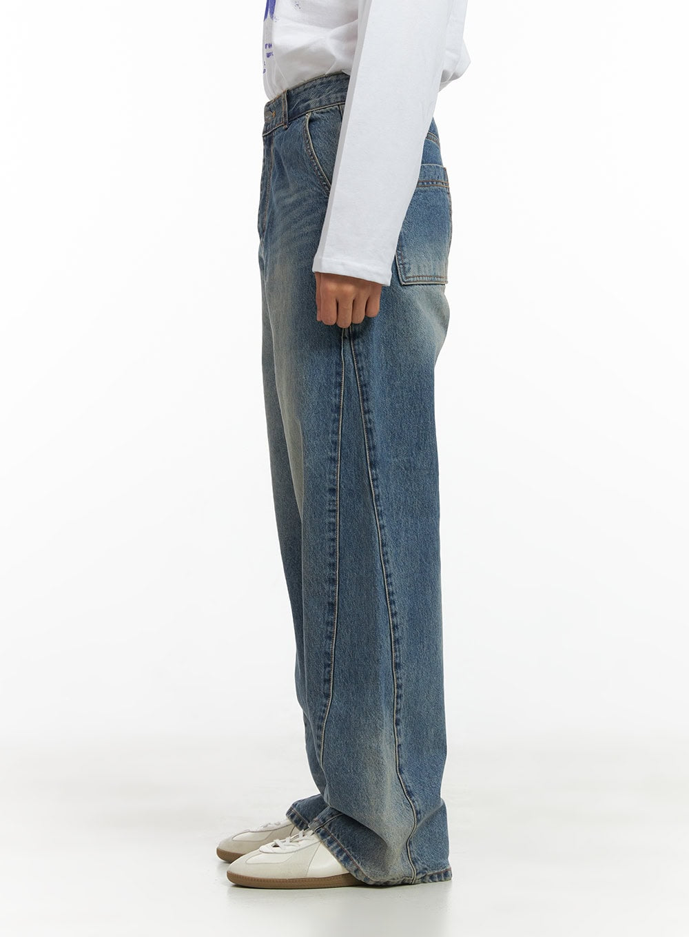 Men's Subtle Stitch Wide Leg Jeans CO408