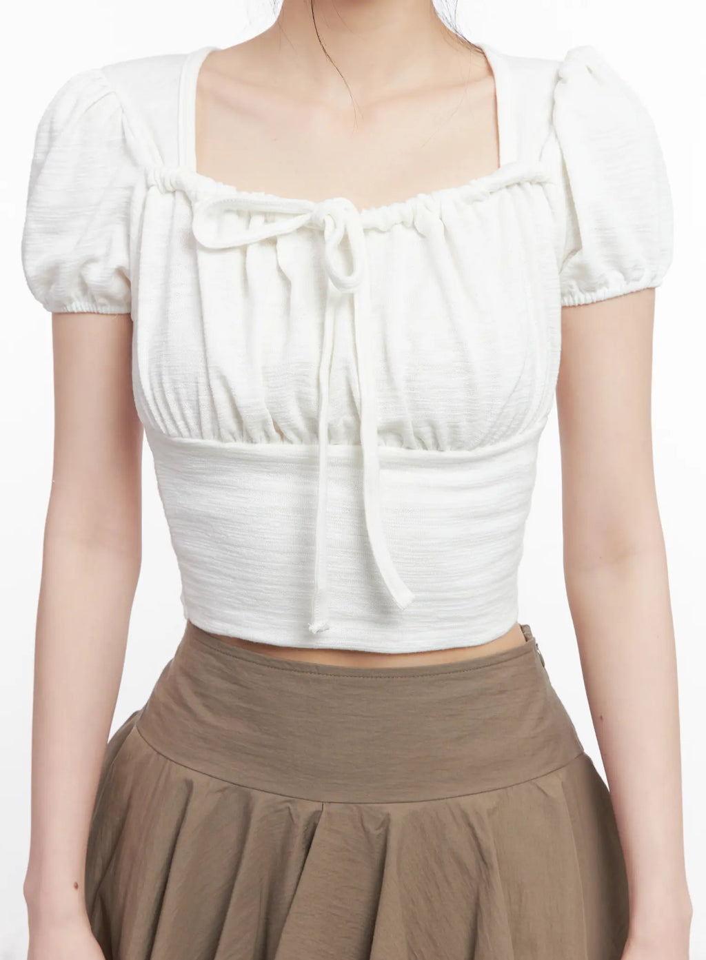 Puff Sleeve Square Neck Crop Top CU510