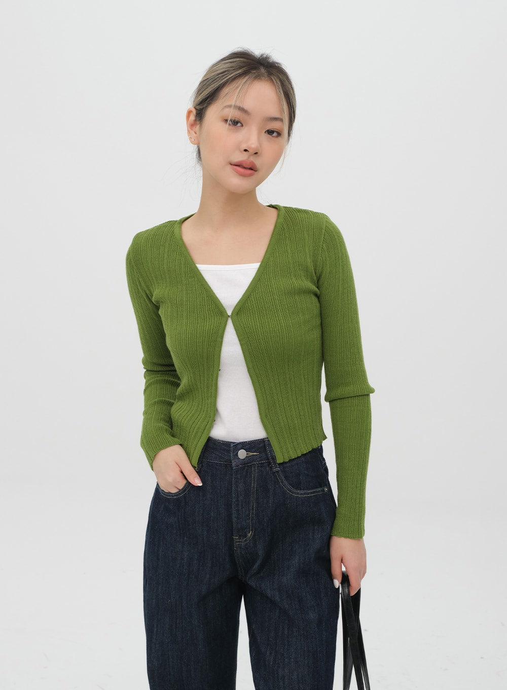 Cropped Cardigan with Front Hook F3