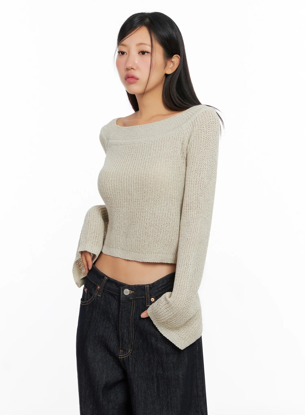Long Sleeve Off-Shoulder Knit IG527