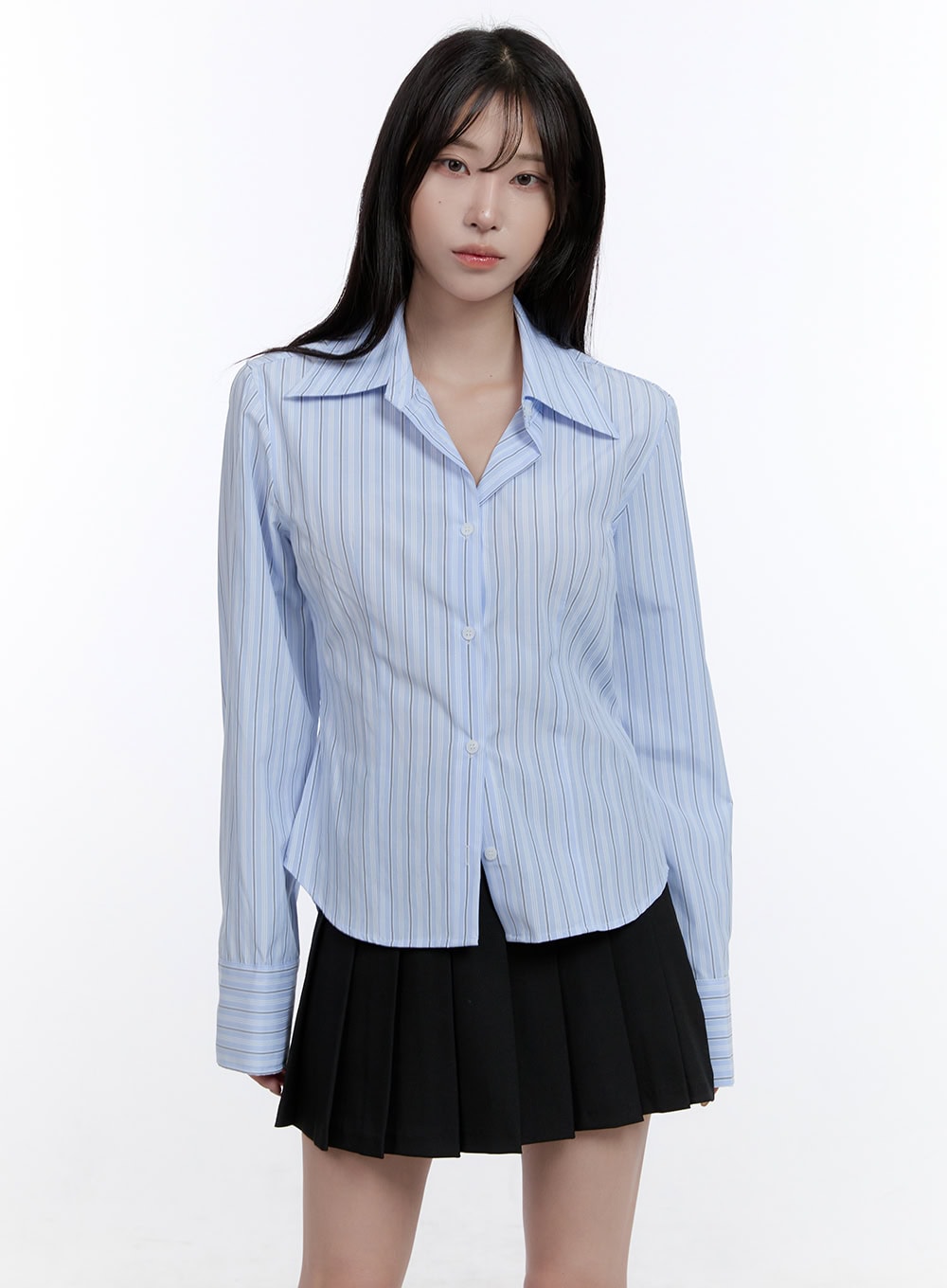 Stripe Button-Up Collared Shirt CO418