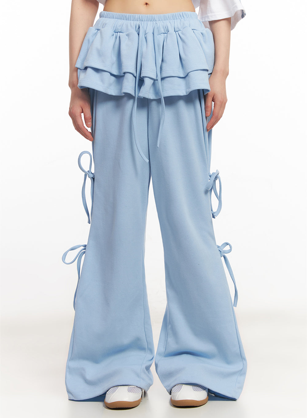 Frill Skirt-Layered Ribbon Sweatpants IY502