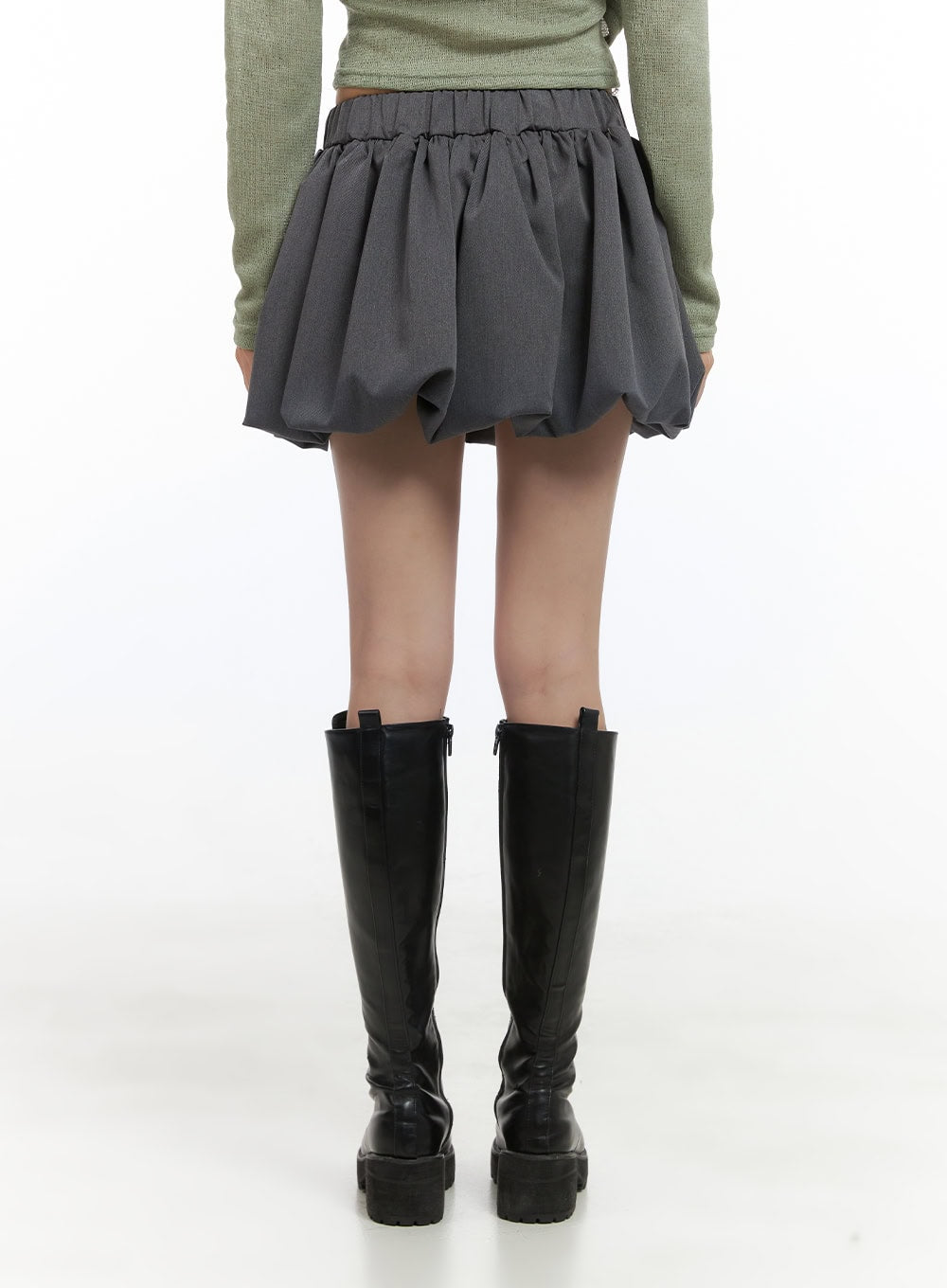 Banded Waist Poly Mini Skirt CS412