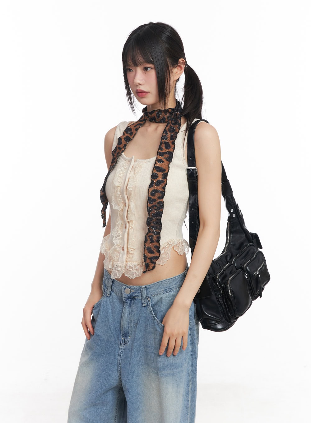 Lace Buttoned Crop Tank Top CY512