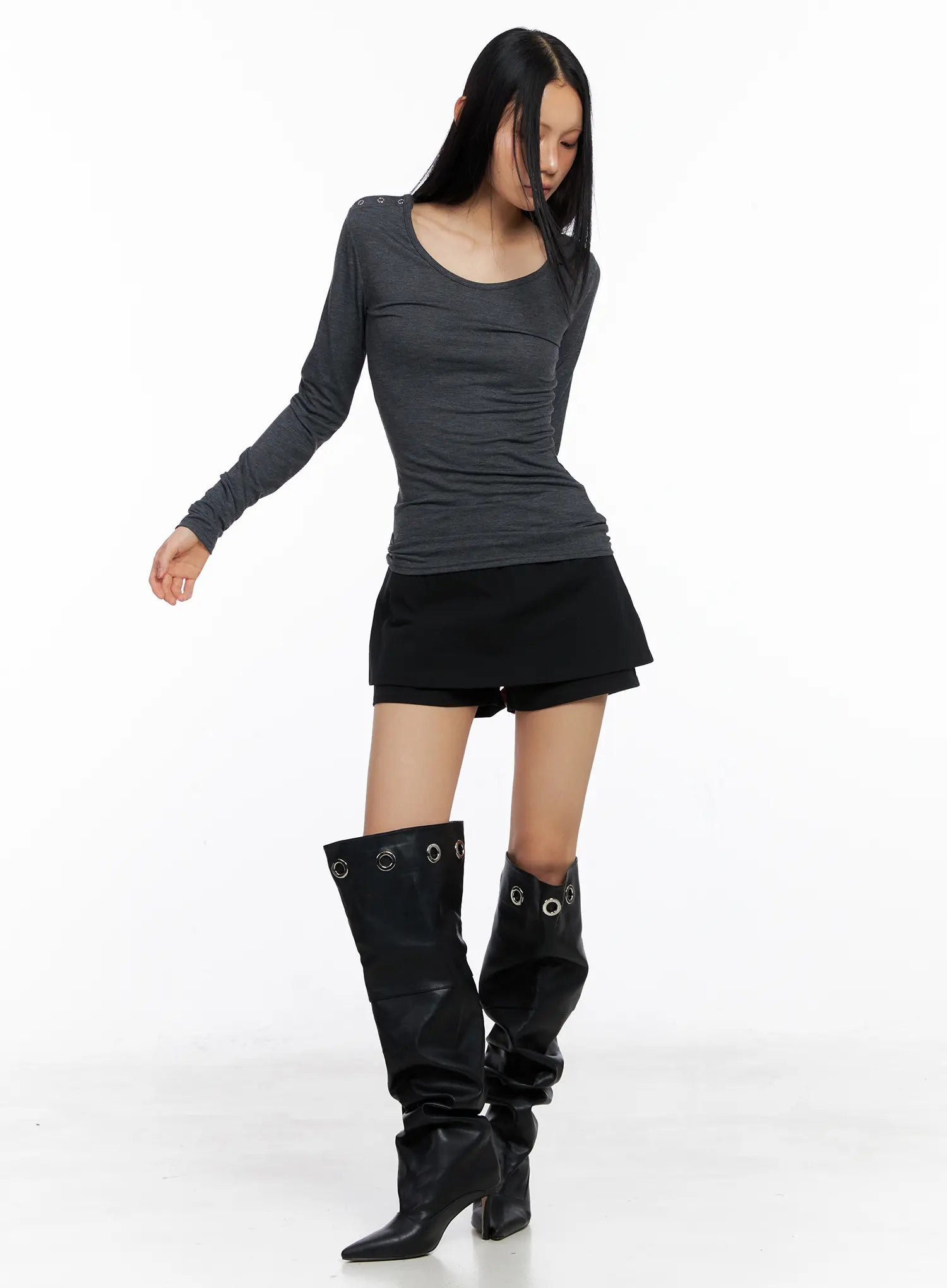 Basic Loose-Fit Mini Skorts CS509