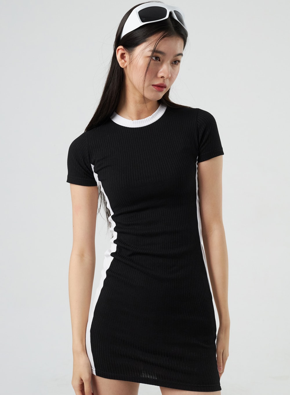 Two Color Knit Mini Dress IY318