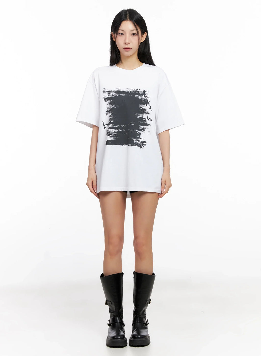 Brushstroke Graphic Oversized Tee IG508