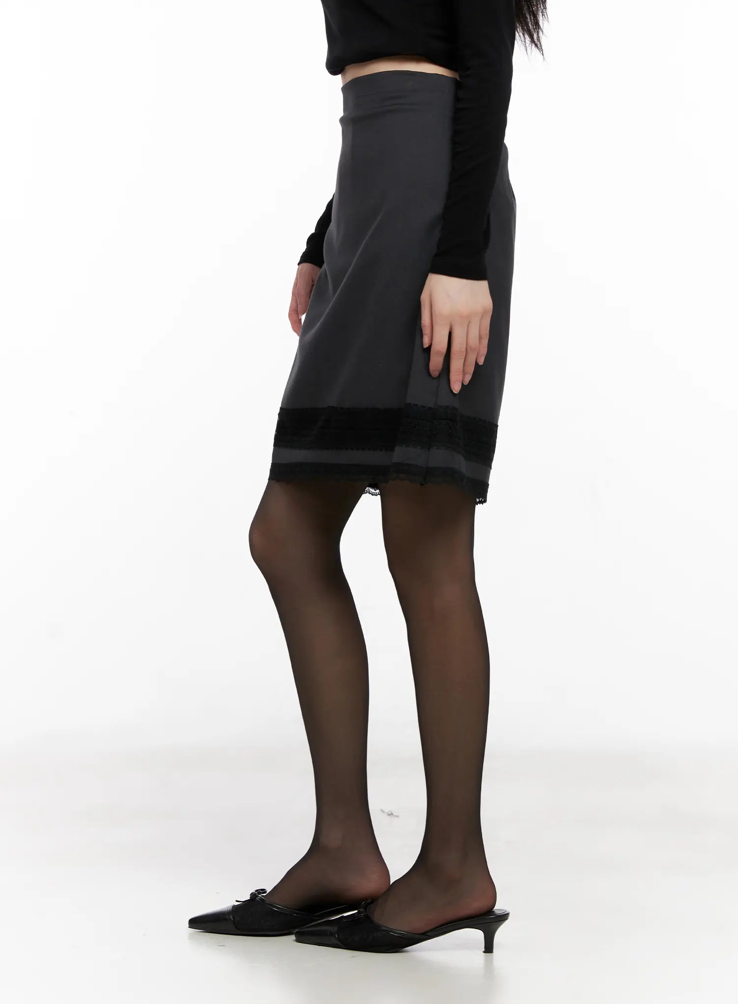 Lace Trim Midi Skirt CG526