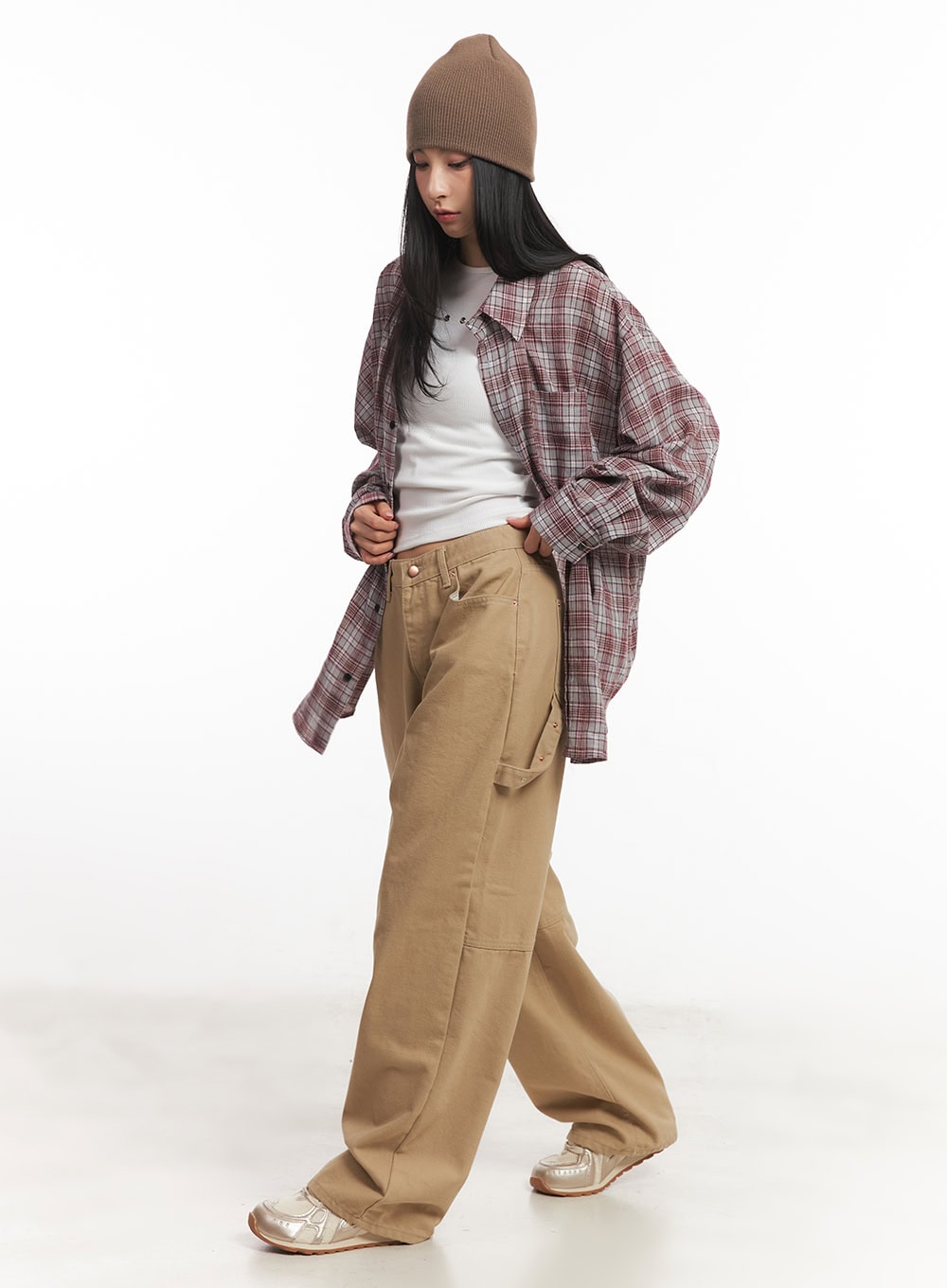 Oversize Checkered Collared Shirt CA504