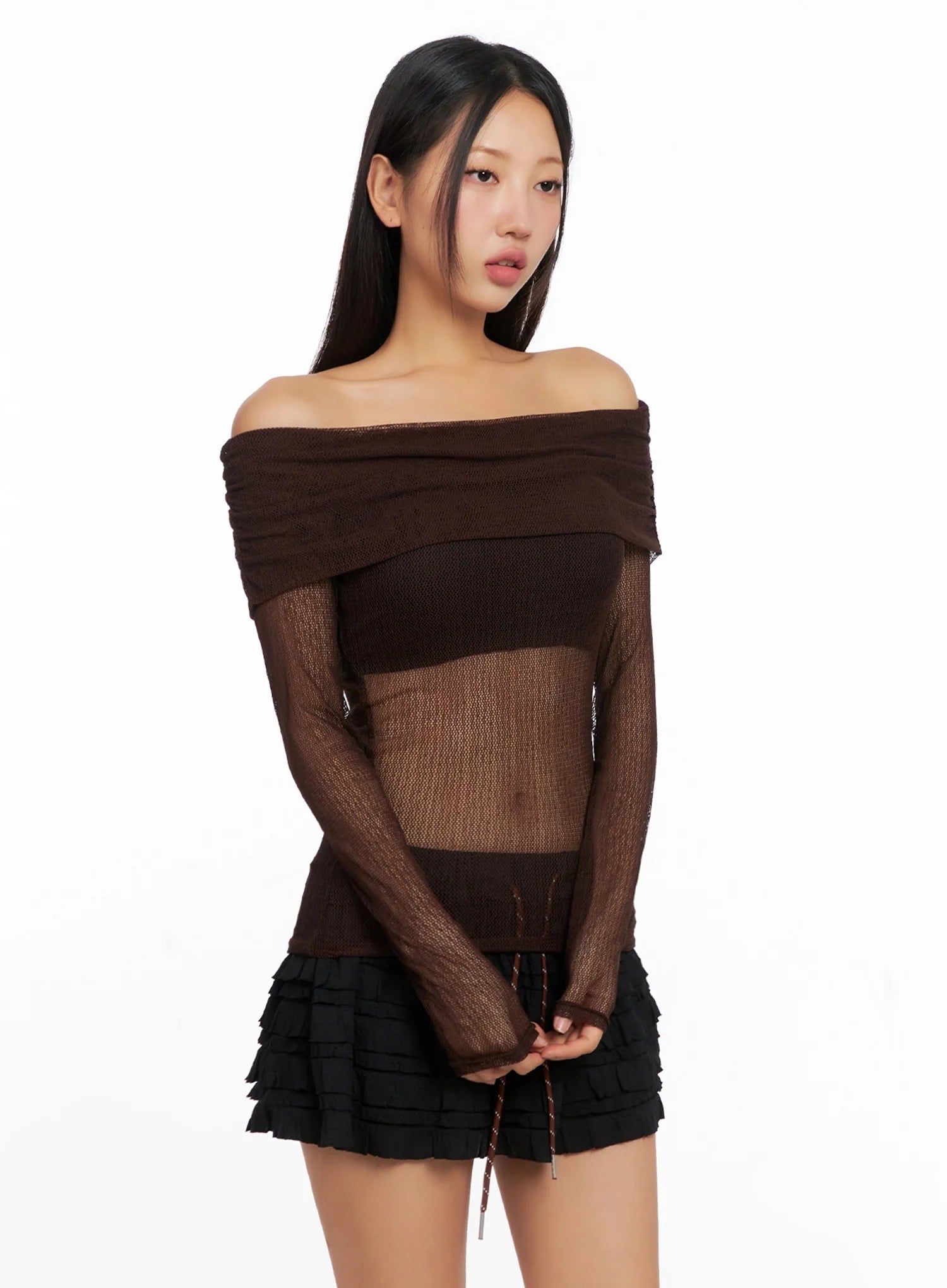 Chich Sheer Off-Shoulder Top IG528