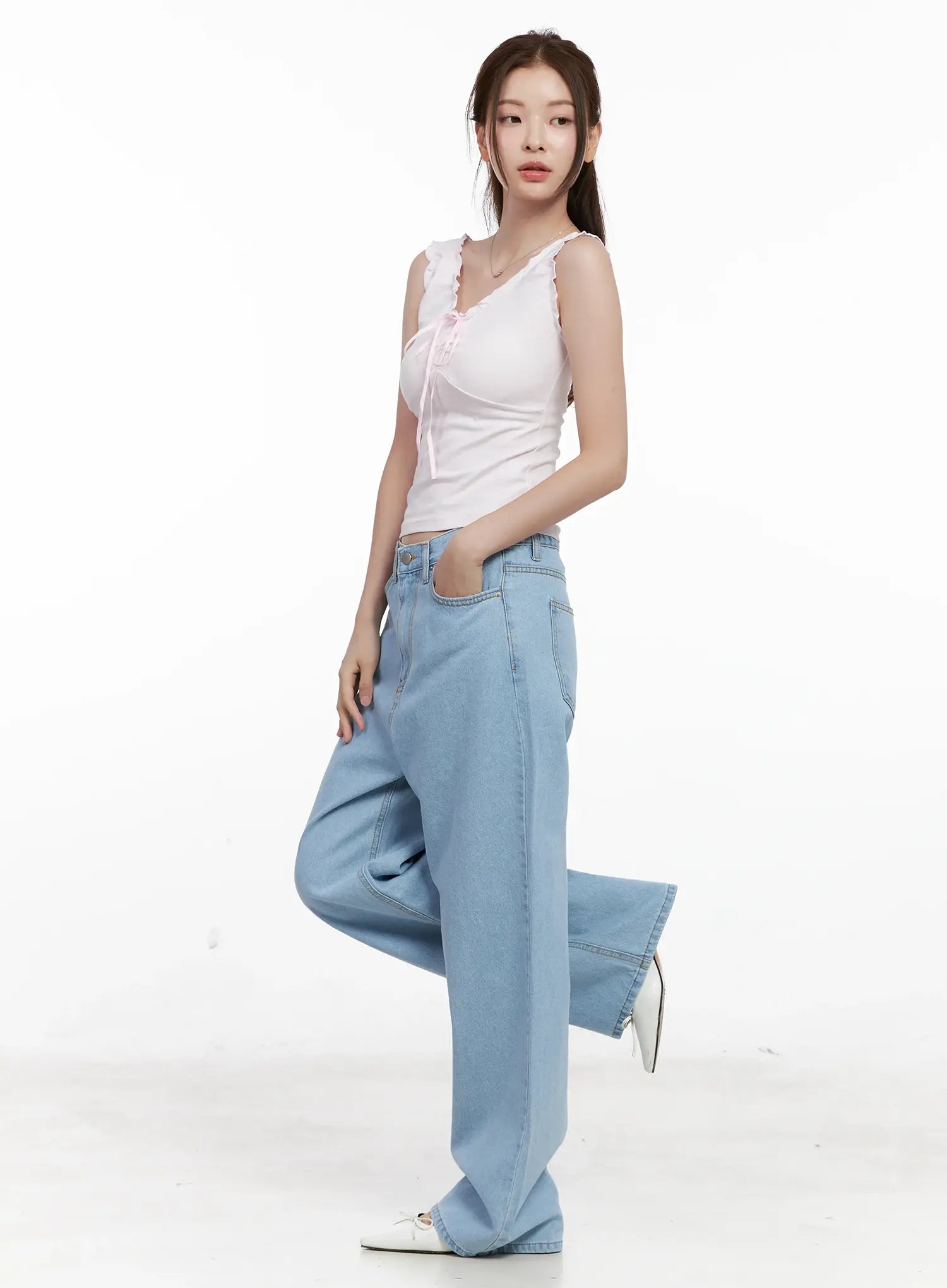 Carmen High-Waist Wide-Leg Denim Jeans CL523