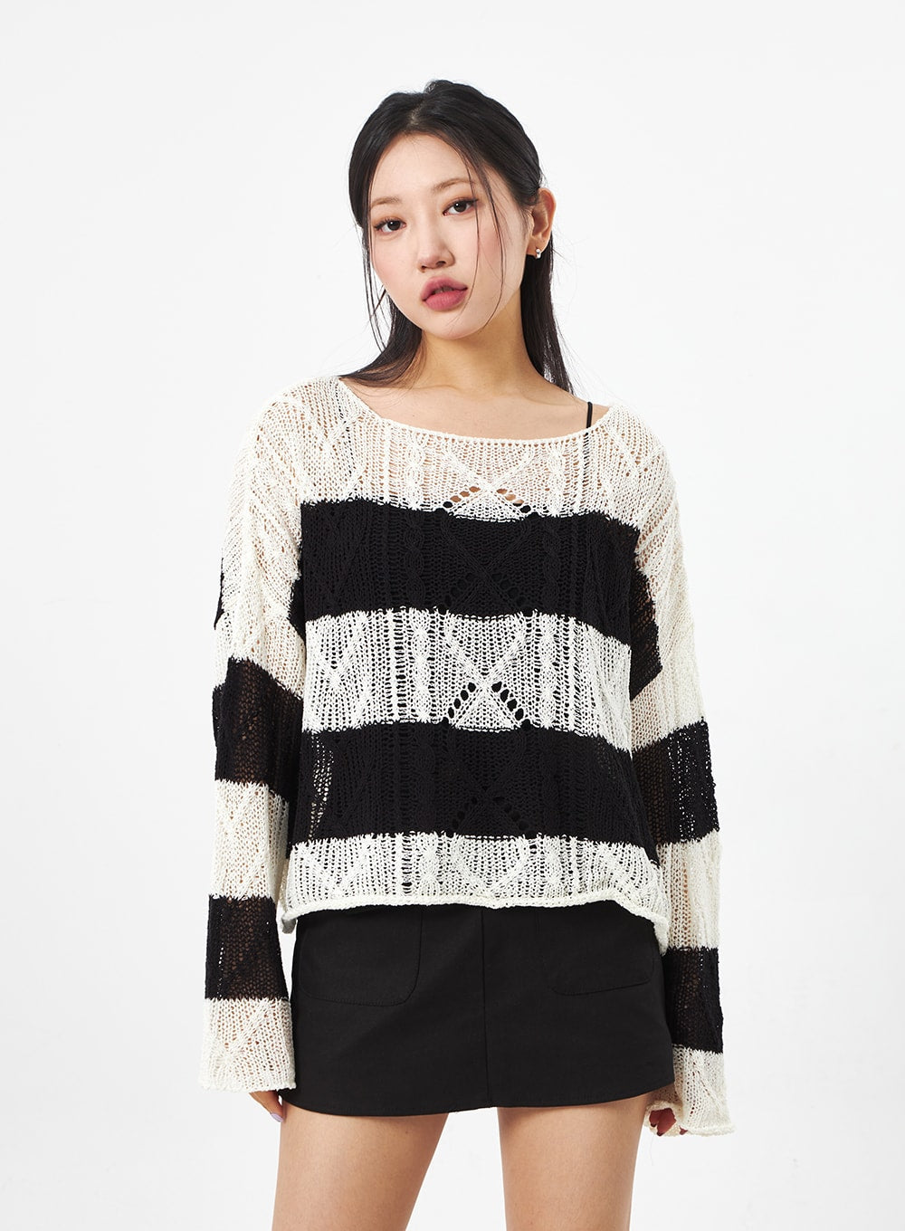 Boat Neck Stripe Sweater CA306