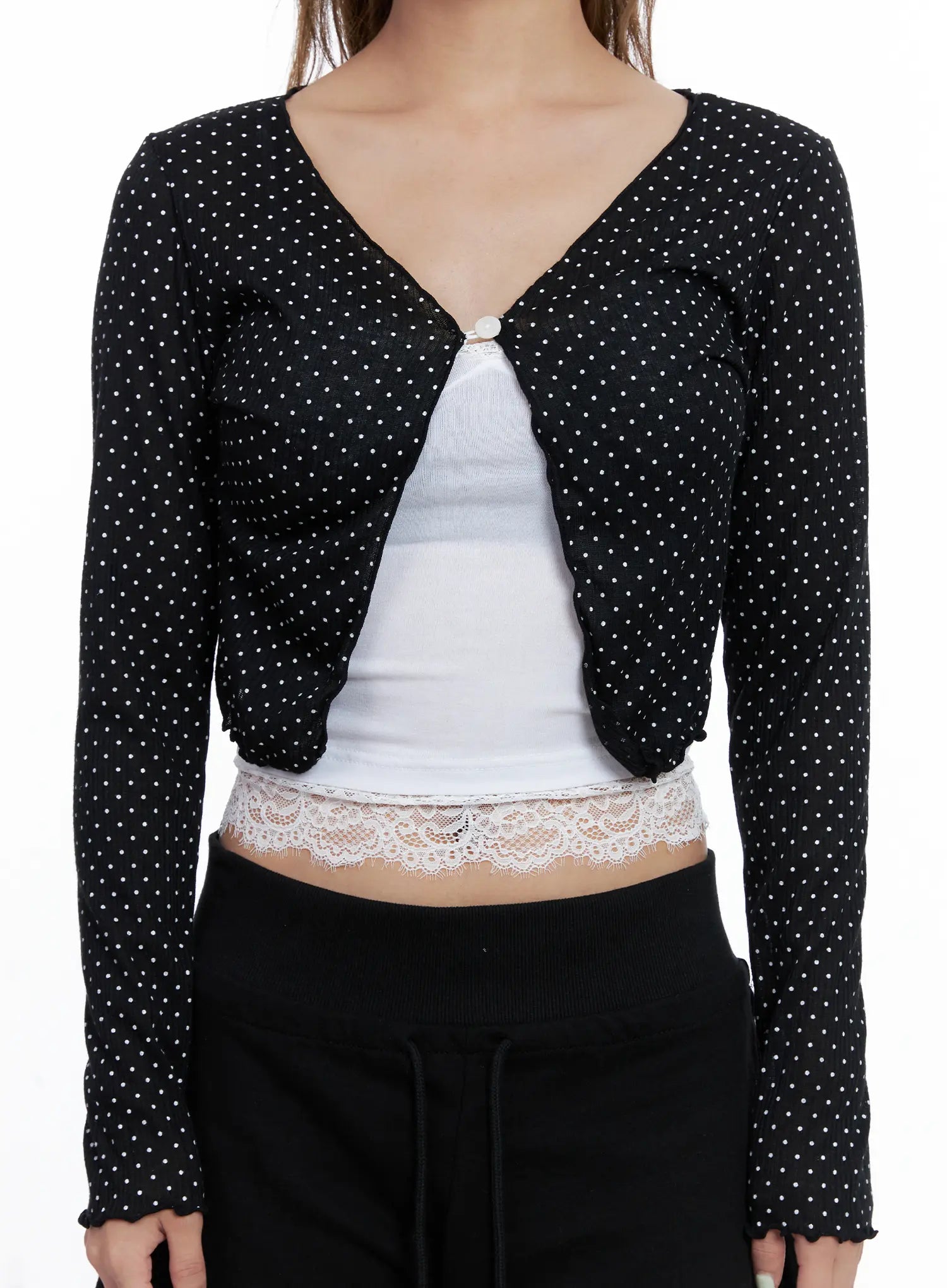 Polka Dot Cropped Cardigan CL510