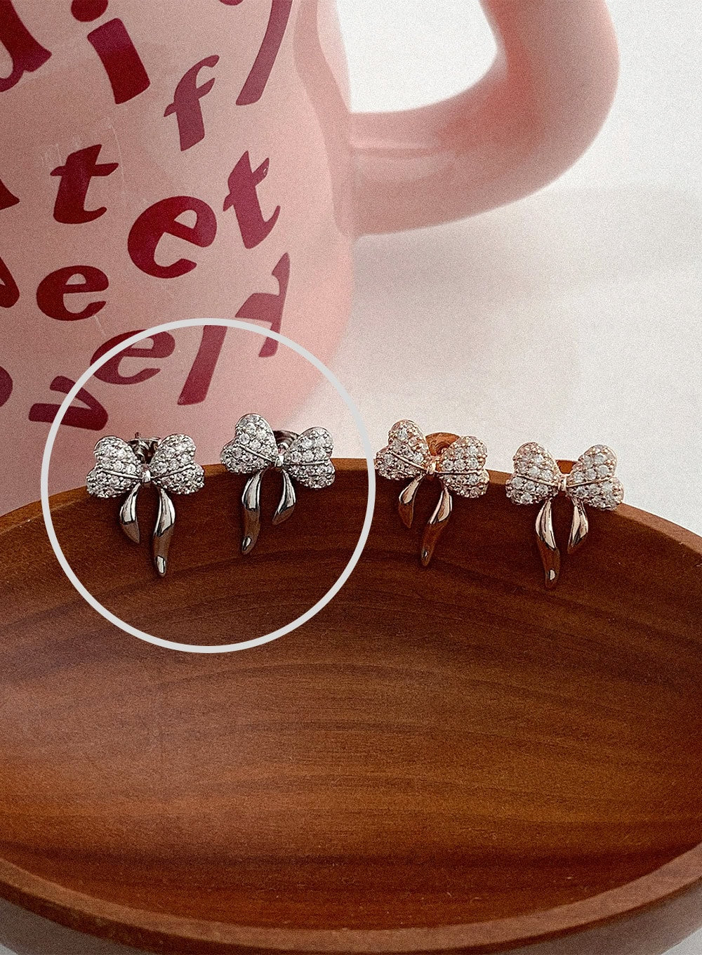 Balloon Ribbon Cubic Earrings IA517