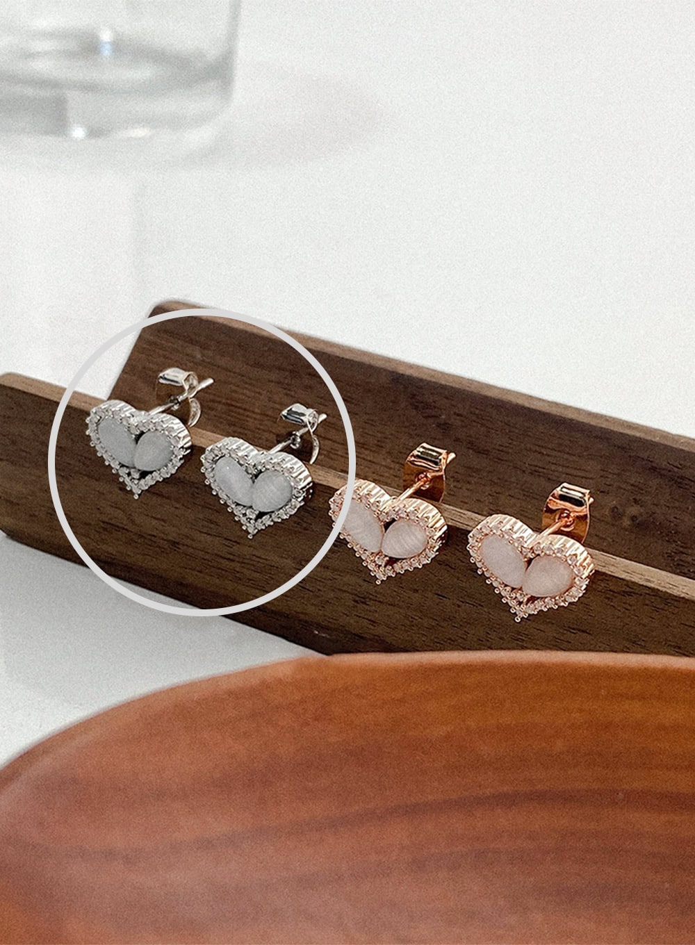 Bloom Faux Pearl Heart Earrings IA517