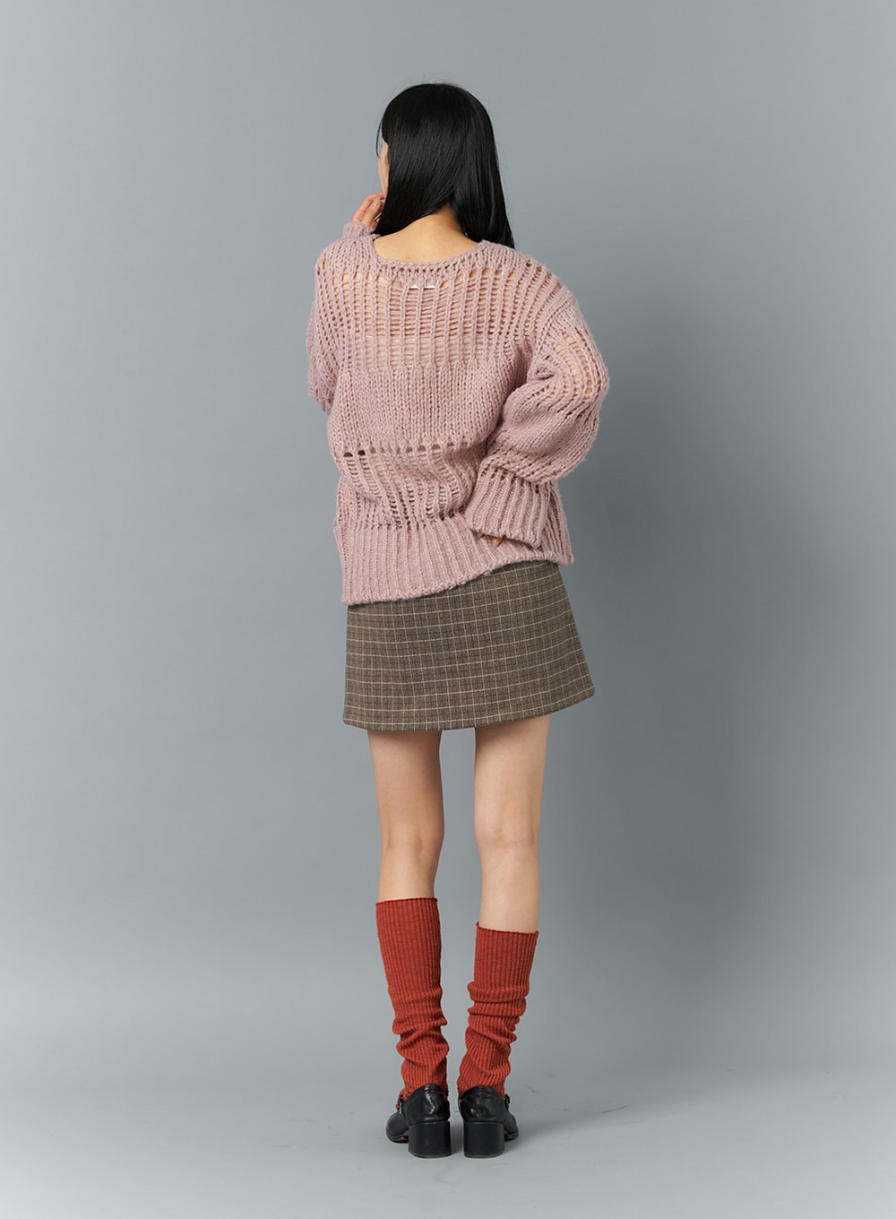 Boat Neck Mesh Knit Sweater ON324