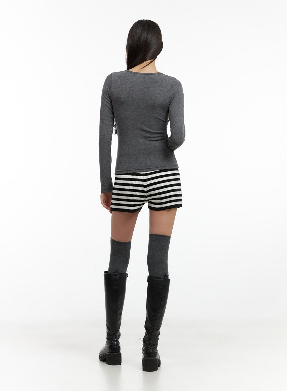 Solid Square-Neck Long-Sleeve Top CO424