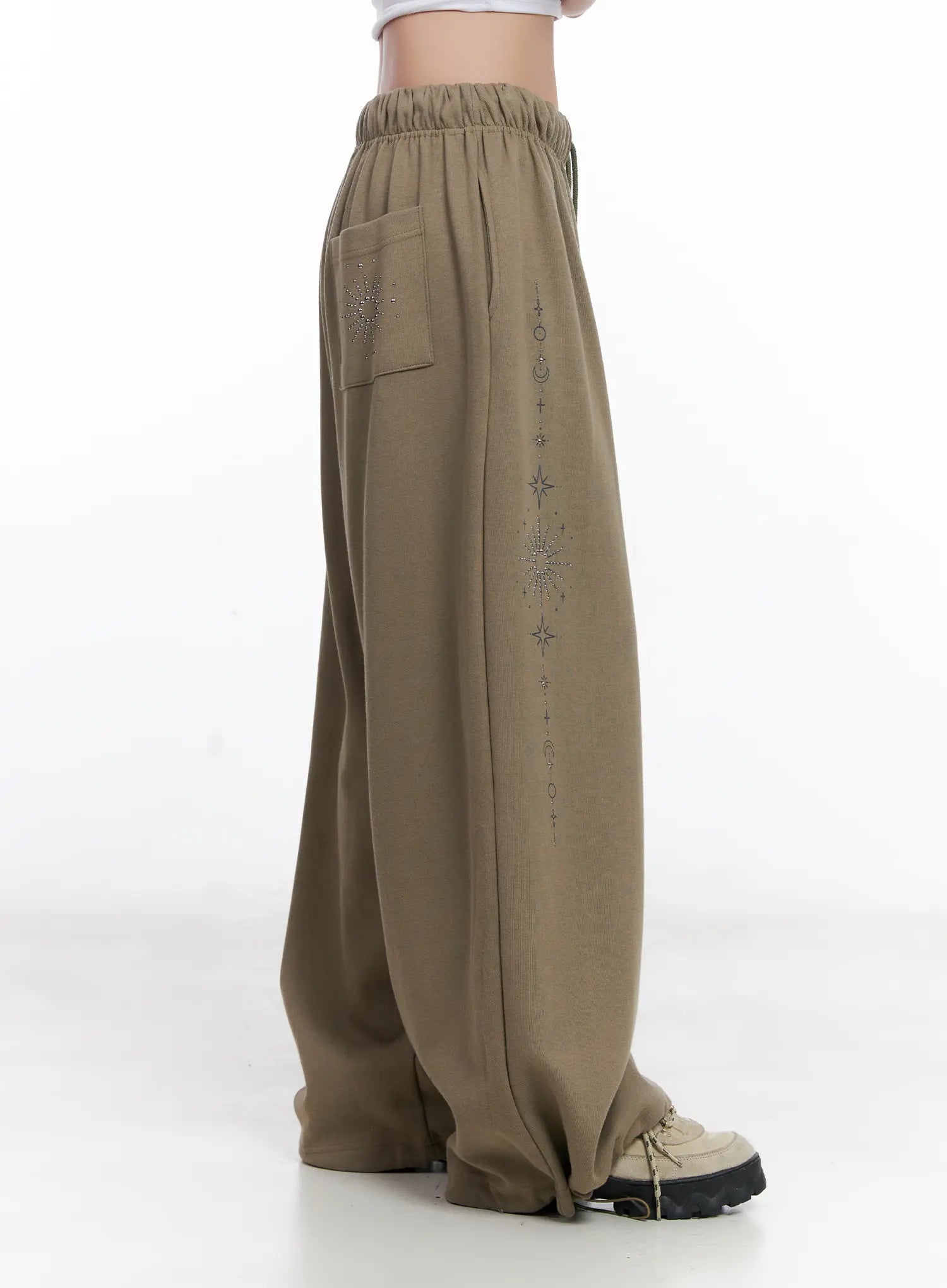 Embellished Wide-Leg Sweatpants CL518