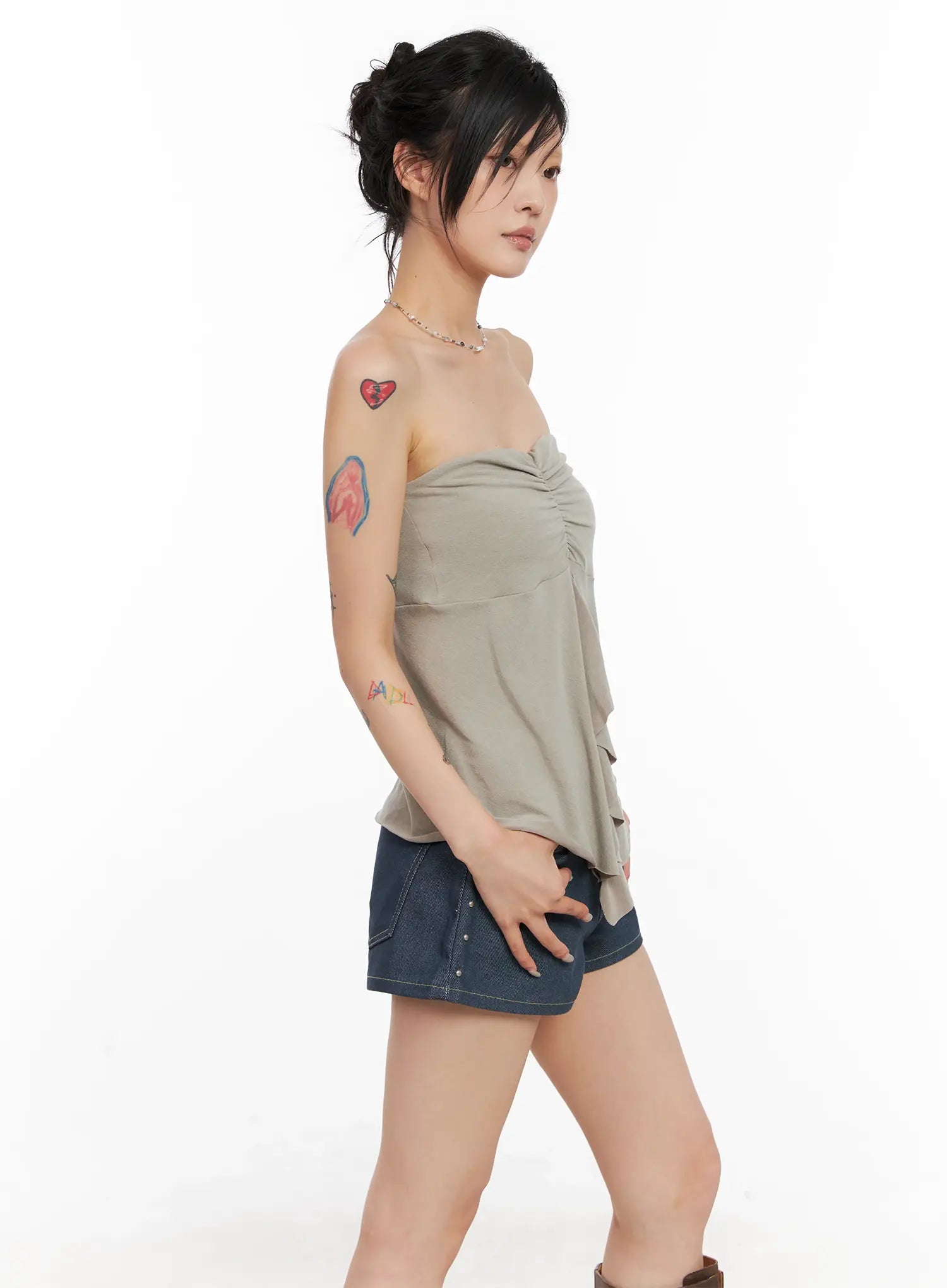 Shirred Ruffle Tube Top CL525