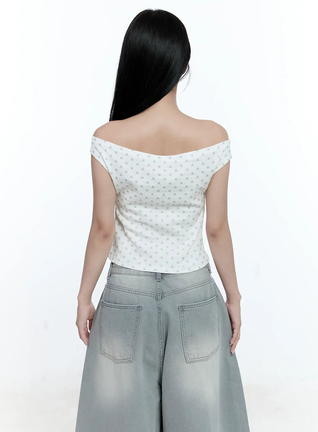 Polka-Dot Off-Shoulder Tee CG511