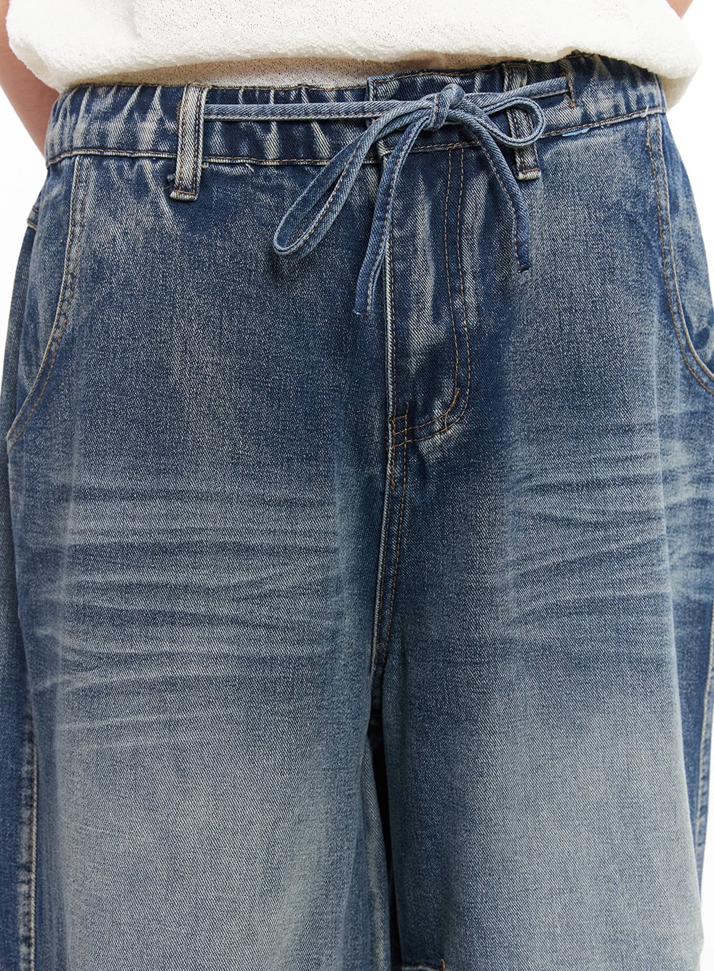 Men's Pintuck Wrinkle Wide-Leg Jeans IU503