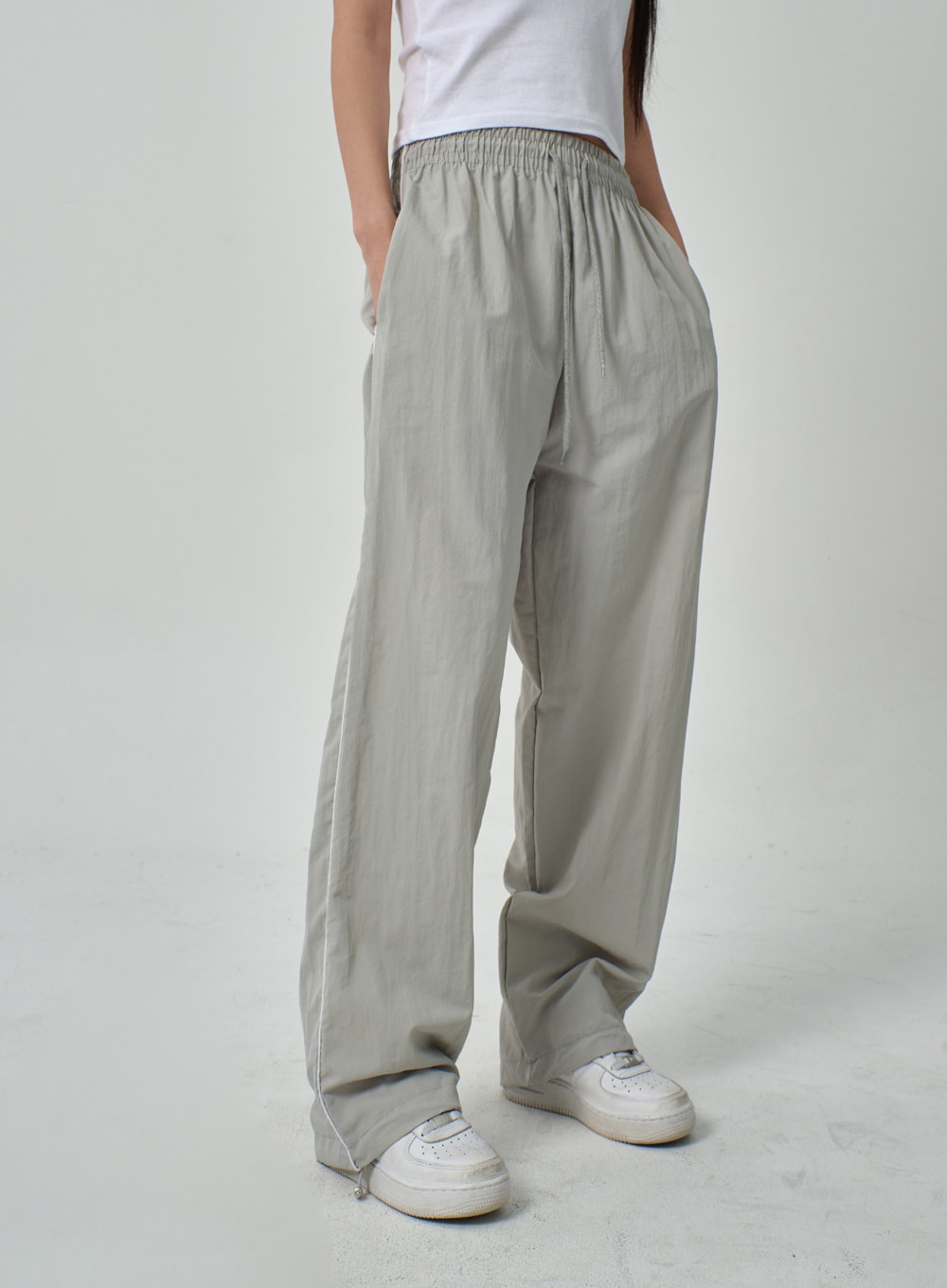 Drawstring Nylon Track Pants IF315