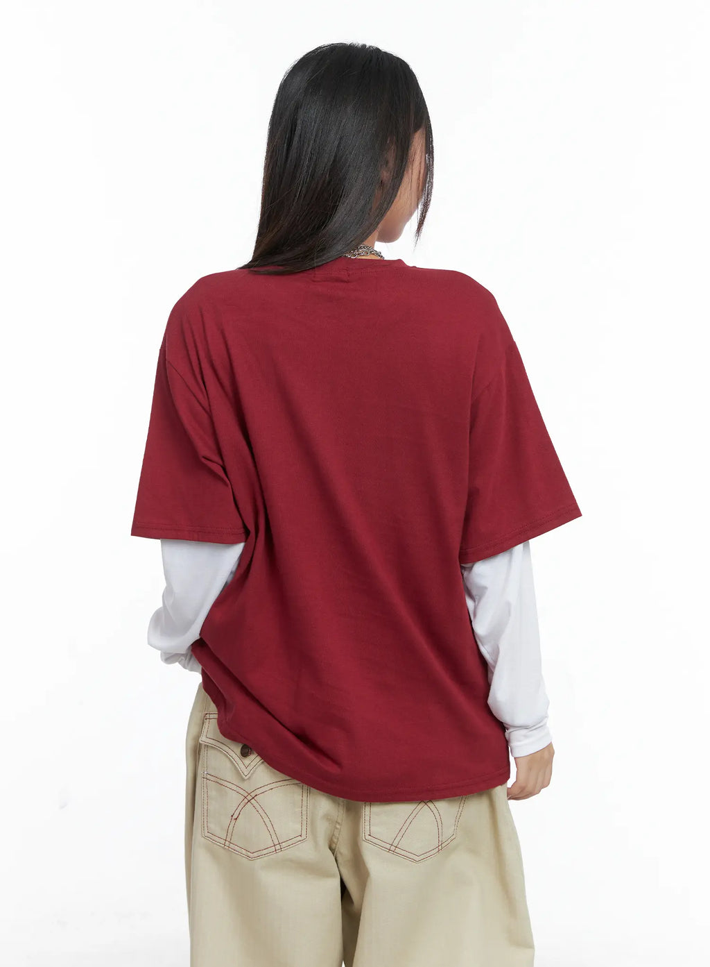 Oversized Embroidered Star Patch Tee CS503