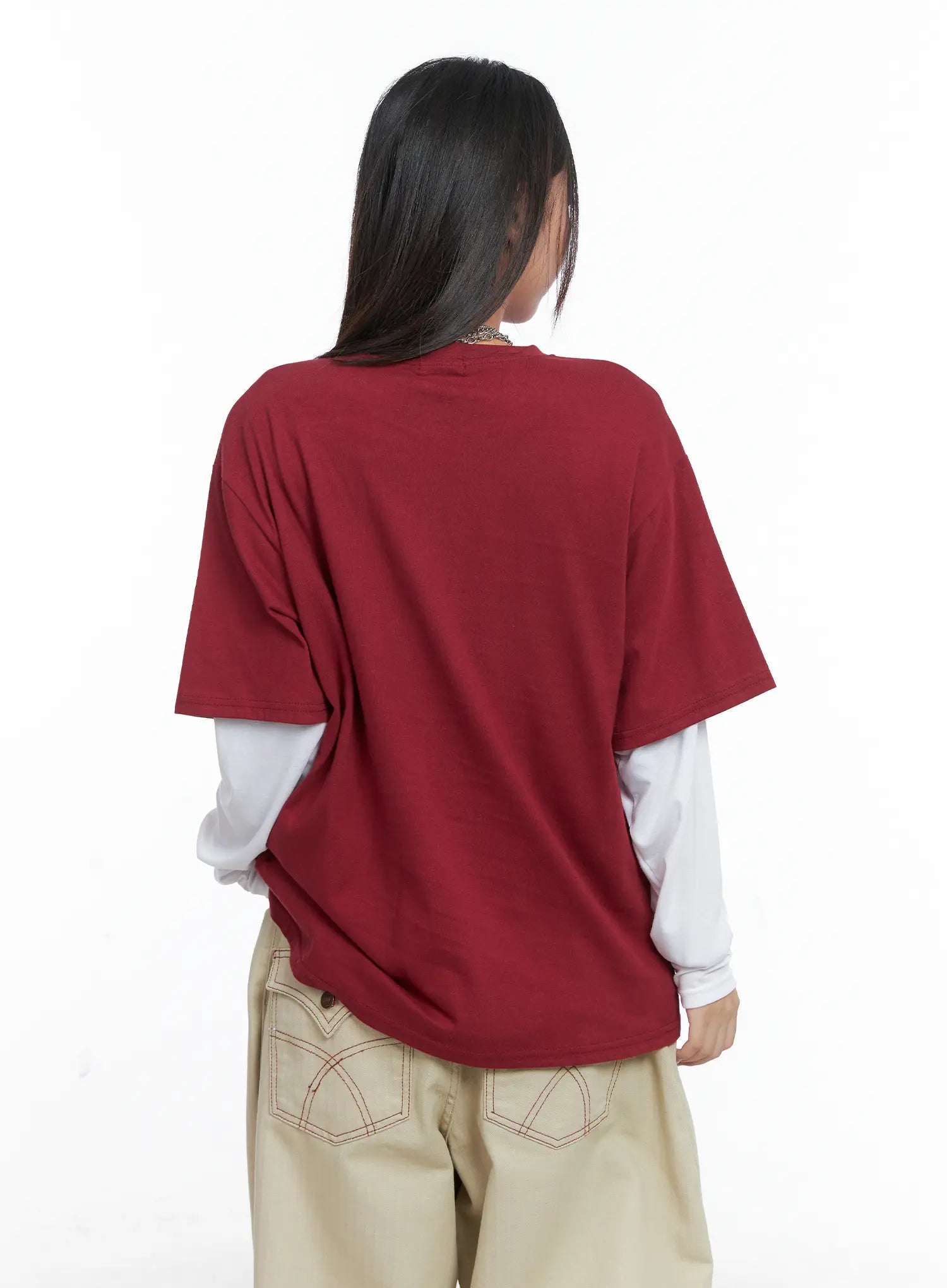 Oversized Embroidered Star Patch Tee CS503